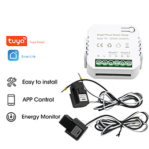 Energy Monitor, Home Smart Single Phase Clamp Electricity Meter with 2 * 120ACT Current Transformer, WiFi, Real-Time Electricity Monitor/Meter, Solar/Network Metering