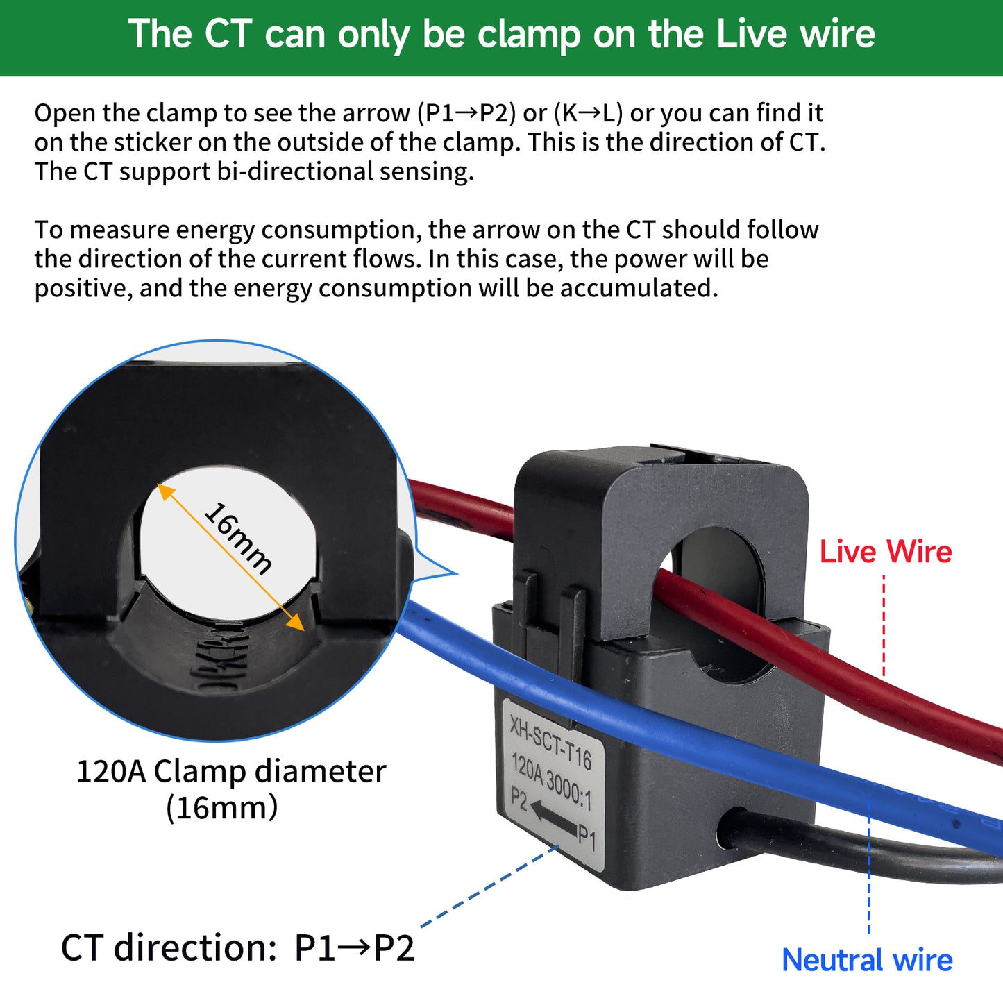 WiFi Energy Monitor with 2 * 120A Clamps, Real-Time Electricity Tracking, Smart Home Power Management