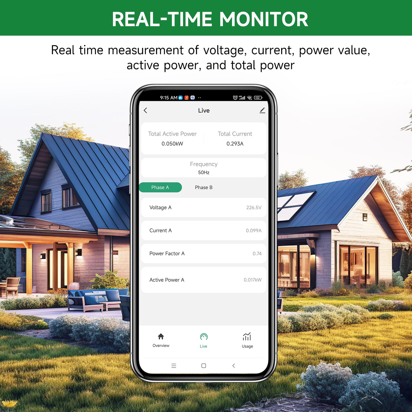 WiFi Energy Monitor with 2 * 300A Clamps, Real-Time Electricity Tracking, Smart Home Power Management