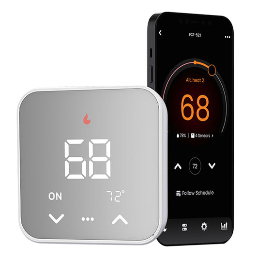 WiFi Smart Thermostat for House, Programmable Thermostat Compatible with Alexa and Google Assistant, 7day Period Programmable, C-Wire Required, Energy Saving