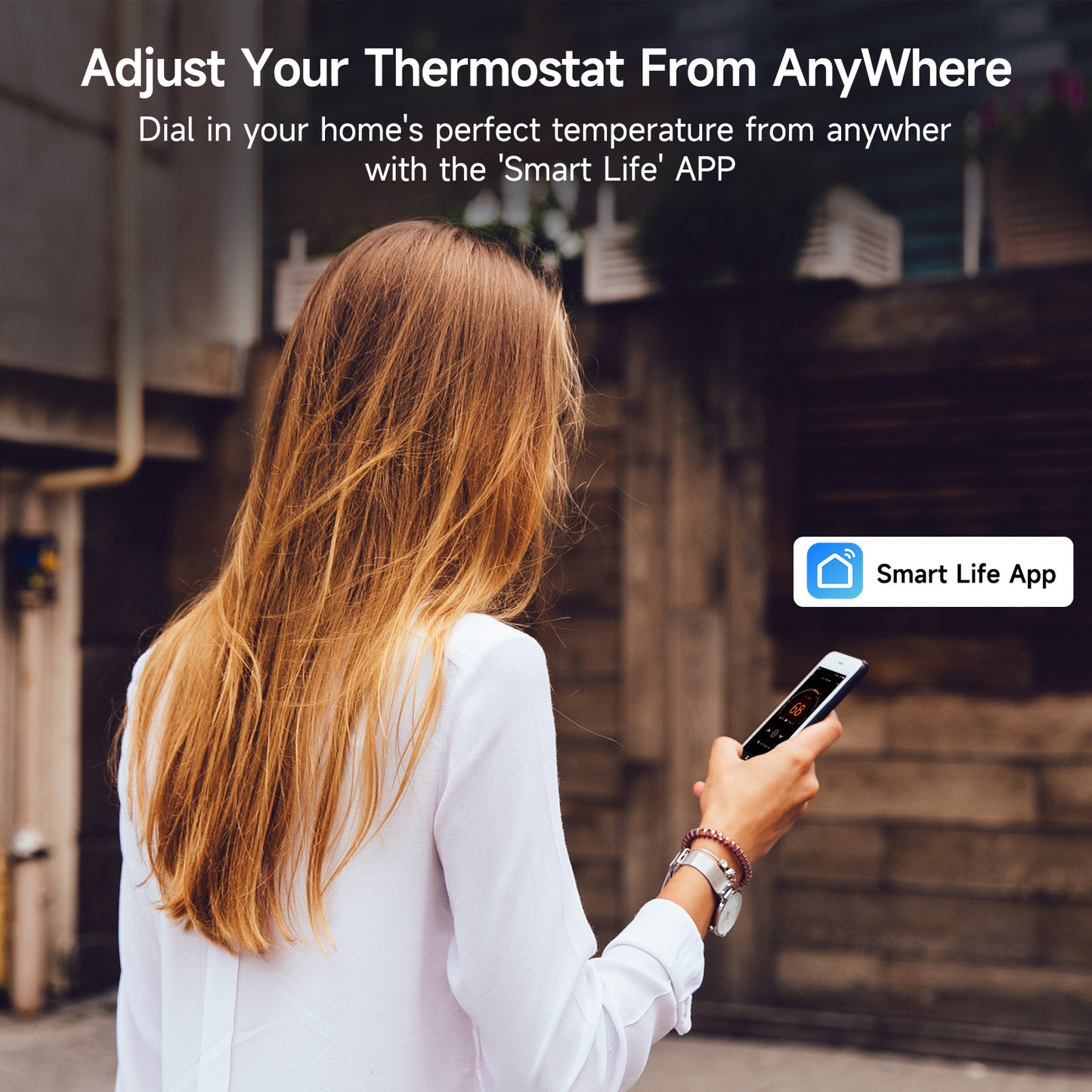 WiFi Smart Thermostat for House with Smart Sensor and C-Wire Adapter, Programmable Thermostat Compatible with Alexa and Google Assistant, 7day Period Programmable, C-Wire Require
