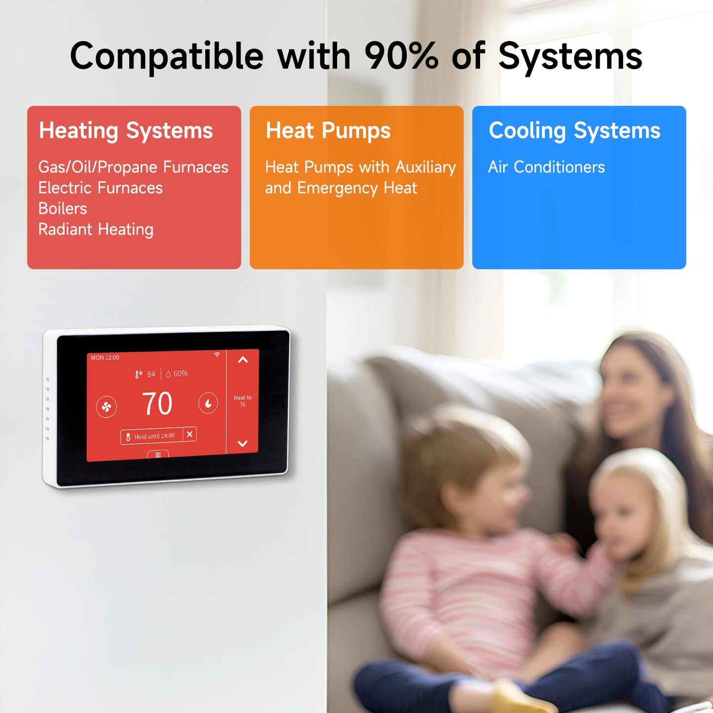 WiFi Thermostat for House with C-Wire Adapter, Programmable Smart Thermostat Compatible with Alexa and Google Assistant,7day/4period Programmable,Energy Saving, Large Screen Size 4.3", C-Wire Require